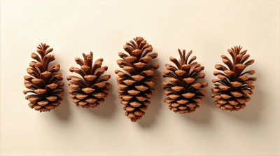 Russet Pine Cones Cluster On Matte Background