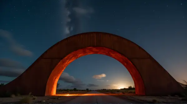 Rust-Toned Archway Under Starry Sky