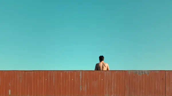 Rust Wooden Building With Expansive Clear Sky