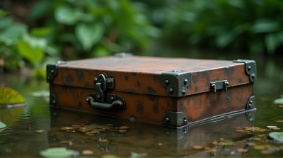 Rustic Brown Chest Among Lush Greenery Outdoors