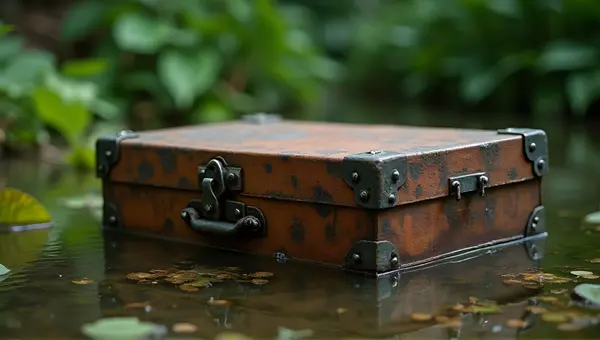 Rustic Brown Chest Among Lush Greenery Outdoors