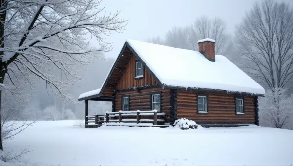 Rustic Cabin Surrounded By Snowy Serenity
