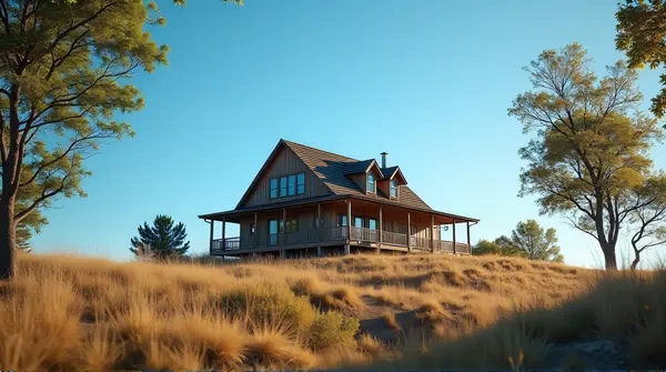Rustic House On Elevated Land Under Clear Sky