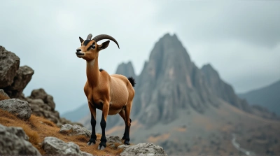 Rustic Tawny Goat Standing On Rocky Hillside