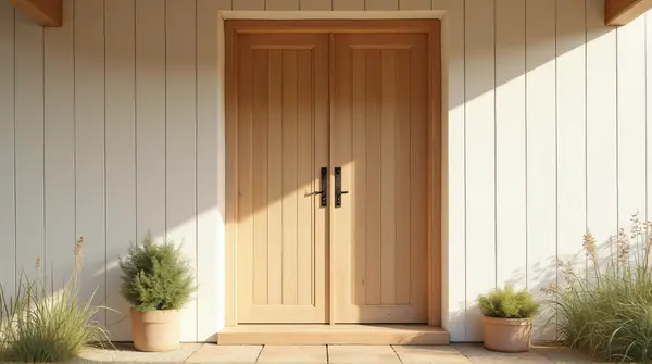Rustic Timber Door Entrance With Natural Light