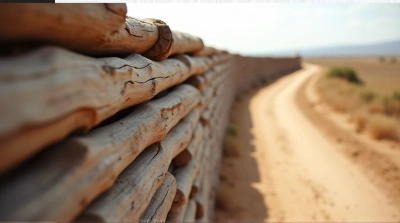 Rustic Timber Fence Along Dusty Pathway