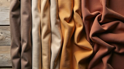 Rustic Woven Fabrics On Wooden Table