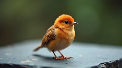 Rusty Feathery Creature On Smooth Slate Surface