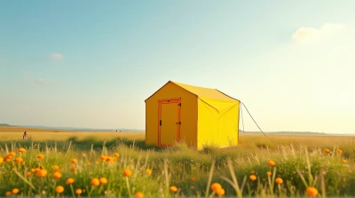 Saffron Shelter In Sunlit Meadow With Wildflowers