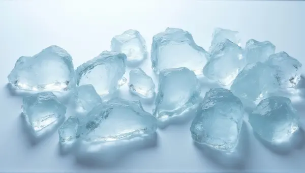 Scattered Translucent Ice Shards Reflecting Light
