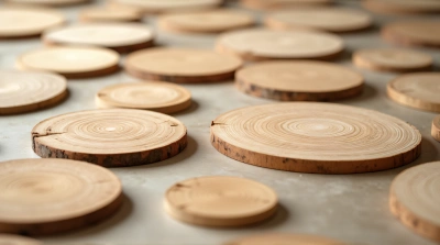 Scattered Wooden Discs With Ring Details