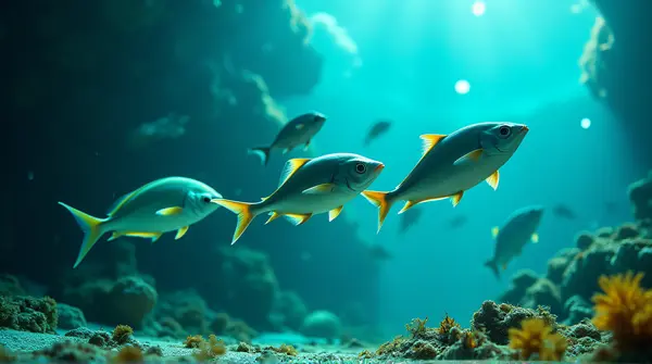 School Of Fish Swimming In Turquoise Water