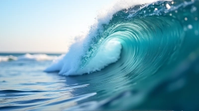 Sea Swell Curling Crest Close-Up Texture