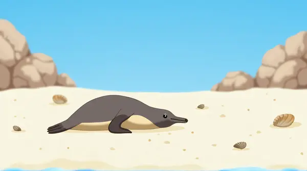 Seal Lounging On Rocky Shore With Seashells