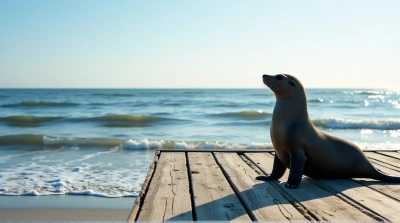 Seal On Pier Under Sunny Clear Sky