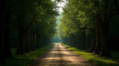 Secluded Forest Trail With Leafy Corridor