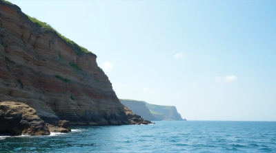 Sedimentary Rock Formation Near Expansive Water Body