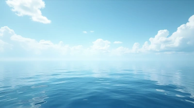 Serene Ocean Surface Under Cloudy Sky