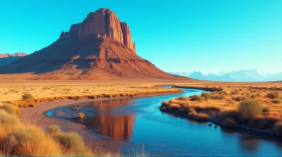 Sharp Earthy Peak Near Serene Winding Stream