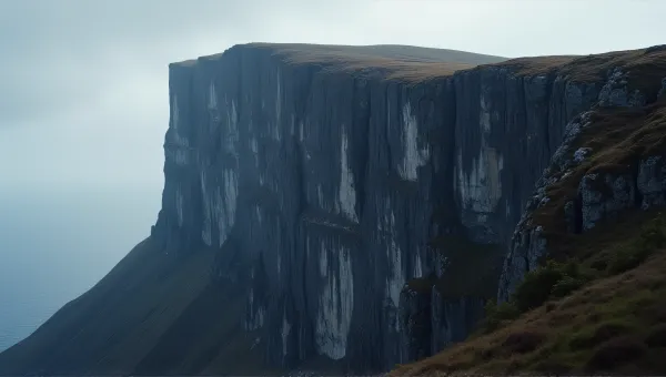 Sharp Rocky Precipice Against Muted Sky