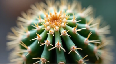 Sharp Spiny Cactus Cluster Macro Close-Up