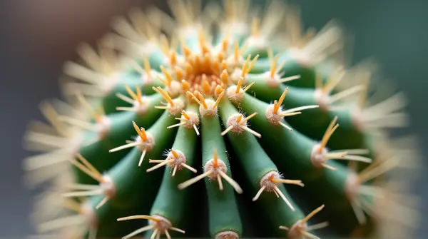 Sharp Spiny Cactus Cluster Macro Close-Up