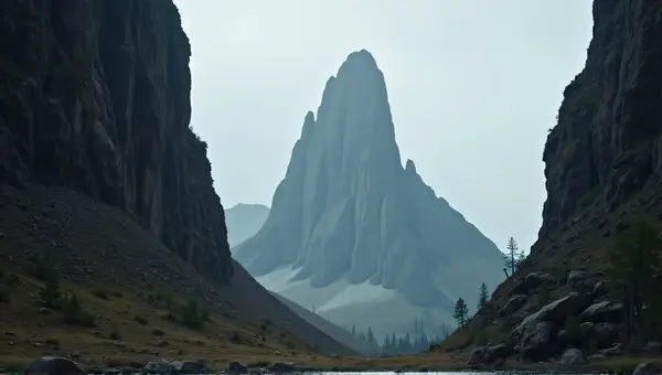 Sharp Summit Against Gray Sky With Cliffs