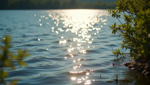 Shimmering Lake Surface With Light Patterns