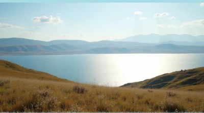 Shimmering Surface Amid Rolling Hills And Wildflowers