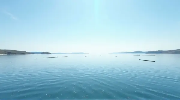 Shimmering Vast Liquid Surface Under Clear Sky