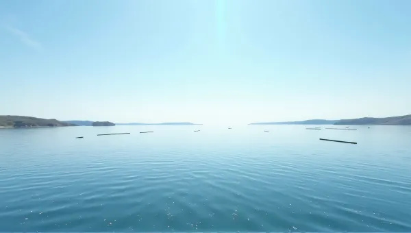 Shimmering Vast Liquid Surface Under Clear Sky