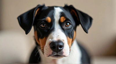 Short-Coated Dog With Ebony Ivory Fur Pattern