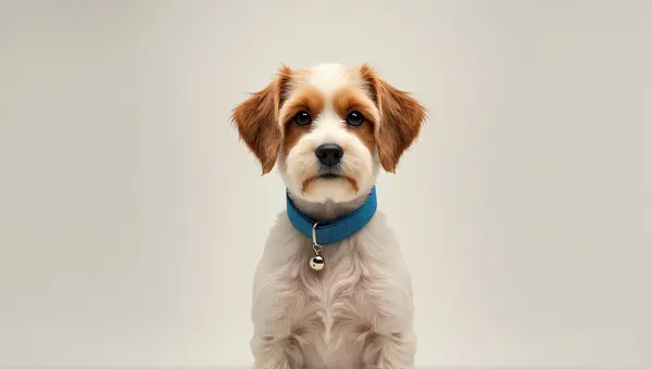 Short-Haired Cream Chestnut Dog With Blue Collar