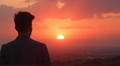 Silhouette Gazing At Colorful Evening Sky