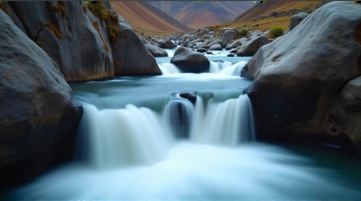 Silky Smooth Waterfall Streams Flowing Down Cliffs