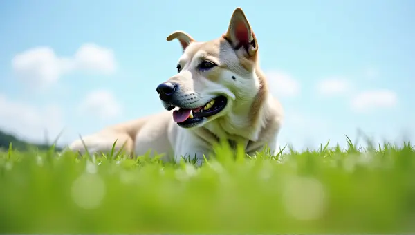 Silver Short-Haired Dog On Emerald Turf