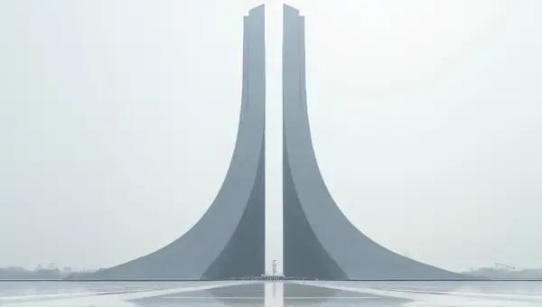 Silver Tower Reflecting Sky Vertical Lines