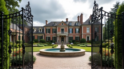 Silverthorne Estate With Wrought Iron Gates And Gardens