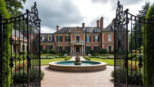 Silverthorne Estate With Wrought Iron Gates And Gardens