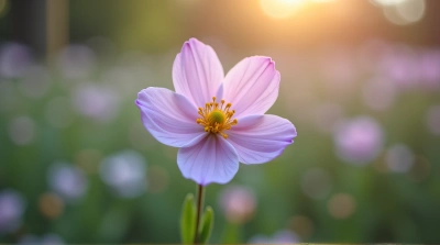 Single Lavender Ivory Blossom In Soft Garden