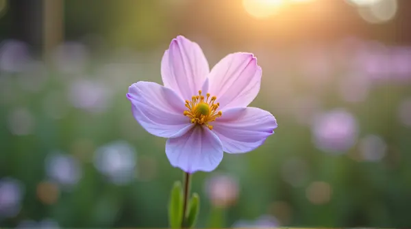Single Lavender Ivory Blossom In Soft Garden