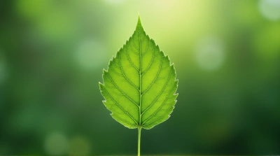 Single Leaf Detail Showing Veins And Serrated Edges