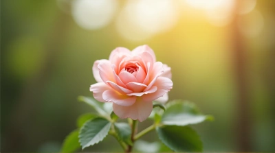 Single Rose Flower In Soft Natural Light
