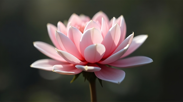 A single rose bloom with layered petals and slender stalks centered in the image with subtle shadows.