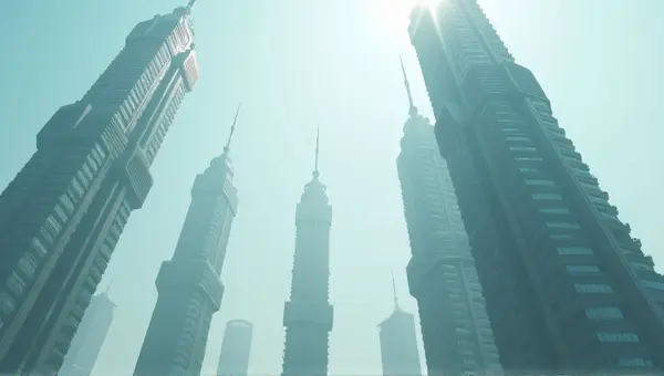 Skyscrapers From Low Angle With Sunlight Glow