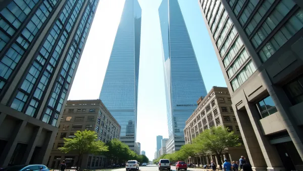 Skyscrapers Rising Above Street Life Perspective