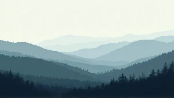 Slate Hills Layered Under Pale Sky With Trees