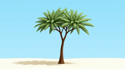 Slender Tree on Sandy Ground Under Blue Sky
