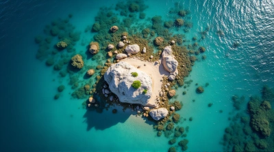 Small Island Surrounded By Turquoise Water