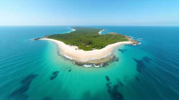 Small Island Surrounded By Turquoise Water